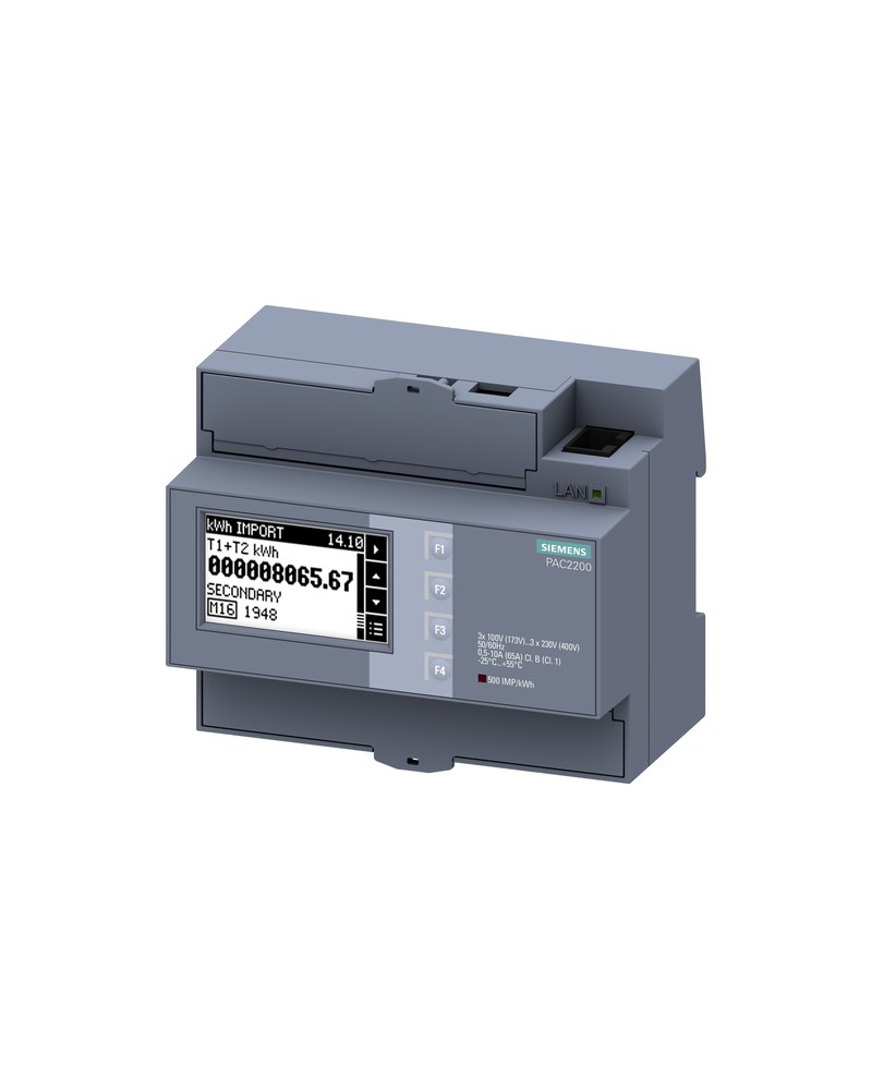 4001869538624 - 7KM2200-2EA40-1JA1 Digitales Hutschienenmessgerät SENTRON Messgerät 7KM PAC2200 3-phasig 65 A Hutschiene Modbus TCP MID