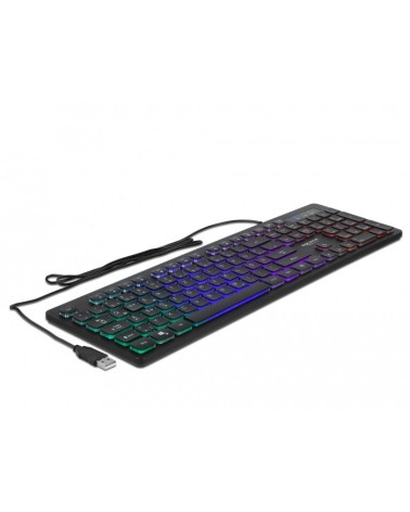 icecat_Delock USB Tastatur kabelgebunden 1,5 m schwarz mit RGB Beleuchtung, 12625