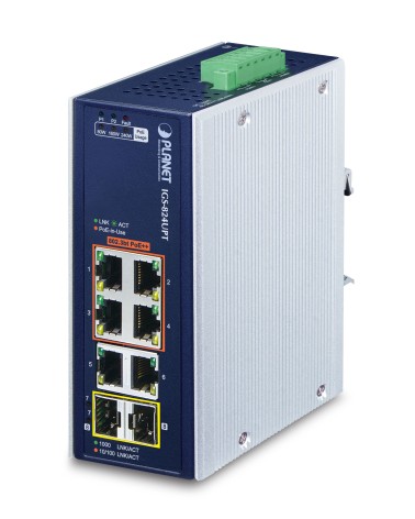 icecat_Planet Technology Corp. PLANET Industrial 4-Port GE 802.3at + 2 GE + 2 100 1000X SFP, IGS-824UPT
