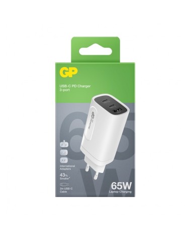 icecat_GP Battery GP GaN USB Schnelladeadapter 65W PD 2xUSB-C \& 1xUSB-A weiß, 150GPACEGM3A000