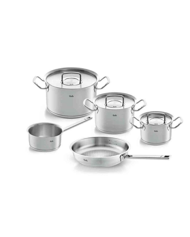 4009209382890 - Topf-Set ORIGINAL-PROFI COLLECTION® Edelstahl-Topfset Edelstahl 18 10 (8-tlg je 1 Kochtopf 16 20 24 cm Stielkasserolle 16 cm Pfanne 24 cm) mit breitem Schüttrand Kaltmetallgriffen Made in Germany Induktion silberfarben