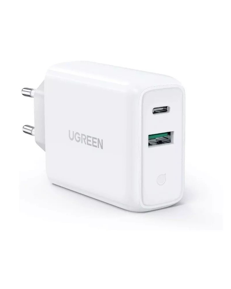 6957303864683 - Schnellladegerät USB-C + USB 36 W Quick Charge 40 Power Delivery weiß