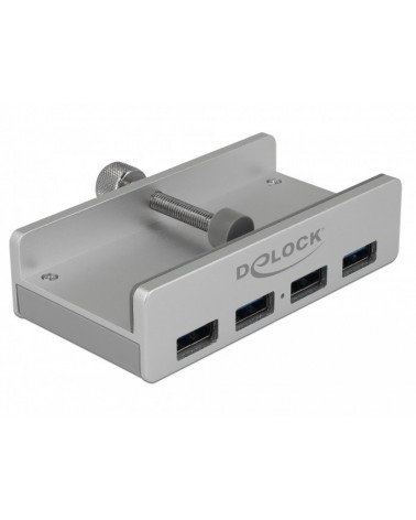 icecat_Delock Externer USB 3.0 4 Port Hub mit Feststellschraube, USB-Hub, 64046
